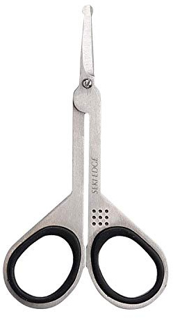 Seki Edge Stainless Steel Nostril Scissors (SS-908) - Safety Grooming Scissors with Round Blunt Tips for Trimming Nose Hair & Other Facial Hair for Men & Women - Made in Japan