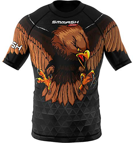 SMMASH Germany Rashguard Kurzarm Herren, Kampfsport Funktionsshirt Herren Atmungsaktiv und Leicht, Sportoberteile für MMA, Krav MAGA, BJJ, K1, Slim Fit, Hergestellt in der EU L