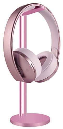GEEKRIA Aluminum Alloy Headphone Holder for Over-Ear Headphones, Gaming Headset Holder, Desk Display Stand with Aluminum Base, Compatible with HyperX, Bose, Sony, Sennheiser (Rose Gold)