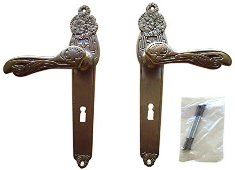 Graf von Gerlitzen Prunkgriffe BB 72 Langschild Messing Türgriffe Türbeschlag Jugendstil S45-1A