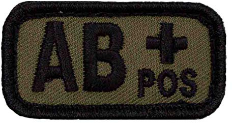 Café Viereck ® Bundeswehr Blutgruppe Patch Gestickt mit Klett - 5 cm x 3 cm (Oliv - AB+)