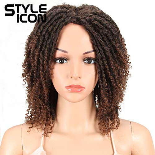 Style Icon 6 Short Dreadlock Wig Twist Wigs for Black Women Short Curly Synthetic Wigs (6, TT1B/30)