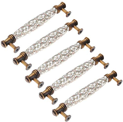 Creatwls 5 Stück Klassike Kleiderschrank Zieht Griffe Kommodengriff Schlafzimmer Bogengriffe Möbelgriff Schubladegriff Bügelgriff Kabinett Knöpfe, Einloch/BA 96mm/128mm