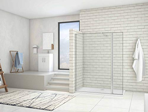 AICA paroi de douche 120x200cm+40x200cm paroi de douche à l'italienne avec un retour de 40cm et une barre de fixation extensible
