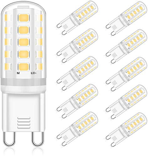 Eco.Luma G9 Bombillas LED 5W Halógeno Equivalente 40W, Blanco Natural 4000K, AC220-240V No Regulable Sin Parpadeo Lámparas, Ángulo de Haz 360° G9 LED, Paquete de 10