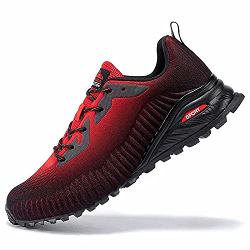 Kricely Men's Trail Running Shoes Fashion Hiking Sneakers for Men Red