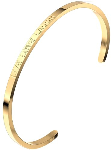 THIORA Armreif Damen Edelstahl | Verstellbar | Gravuren und Motive | 3 mm | Ø 64 mm | offene anpassbare Form | filigran kombinierbar | Schmuckbox