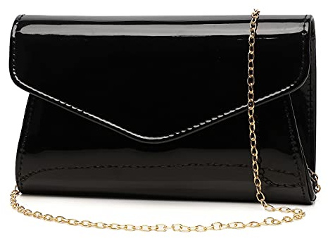Pochette da donna in pelle verniciata, elegante borsa a tracolla per Natale, matrimoni, feste e balli