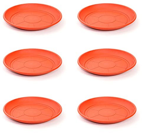Acan Pack de 6 Platos de plástico de Color marrón para macetas de 30/40 cm mediterránea. Set de 6 bandejas Redondas para tiestos válidas para Interior o Exterior. Juego de 6 Piezas para jardinería