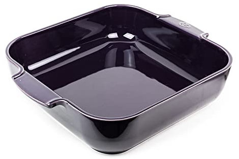 PEUGEOT - Quadratische Auflaufform aus Keramik - 36 cm (inkl. Griffe) x 31 cm x 8,2 cm - Fassungsvermögen: 5,4 L - 10 Jahre Garantie - Auberginefarben