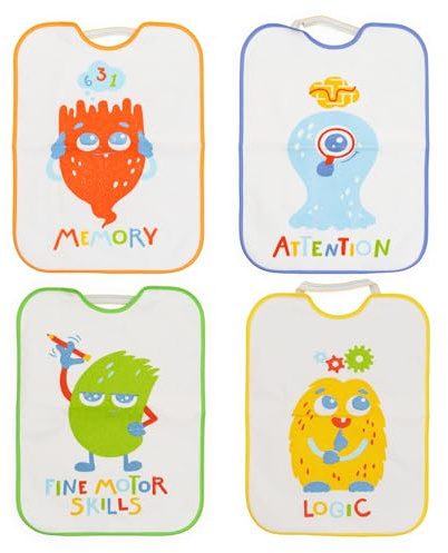 Ti TIN Pack 4 Baberos Bebé Impermeables Grandes 42x31 cm, +12 Meses