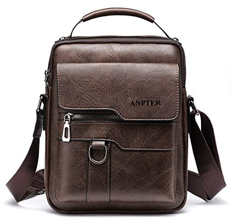 Umhängetasche Herren Schultertaschen Herrentasche Ledertasche Shoulder Bag Seitentasche Crossbody Vintage Umhängetaschen Handytasche Messenger Bag Umhängen Geldbörsen (Braun Herren Schultertaschen)