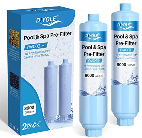 DIYOLE Garden Hose Filter for Filling Pool, Hot Tub, Spa, Greatly Reduces Sediment, Chlorine, Heavy Metals and Odors, Standard 3/4 Garden Hose Thread, Up to 8,000 Gallons(2 Pack)