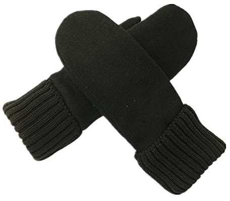 AHDMR Moufles Hiver Femmes Gants Thermiques en Cachemire Tricotés Doux Mitaines à Doigts Complets Epais Doublure en Laine Gant Couleur Unie Elégant pour Shopping Conduite Ski Vélo Moto Cadeau de Noël