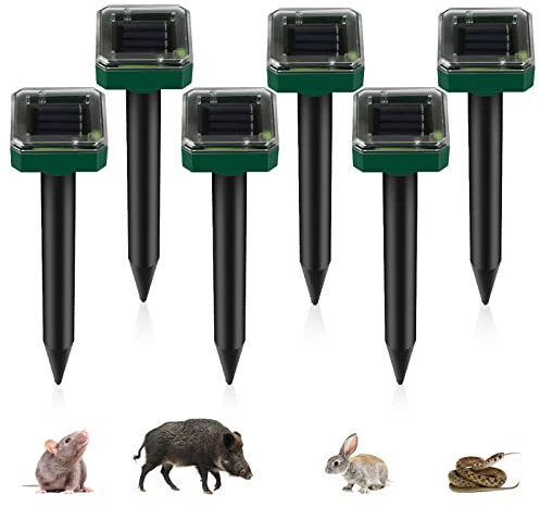 Aicharynic Solar Maulwurfabwehr, 6 Stück Ultrasonic Solar Maulwurfschreck Maulwurf Vertreiber Maulwurfbekämpfung Wühlmausschreck Mole Repellent Schädlingsbekämpfung mit IP65 für Den Rasen Garten