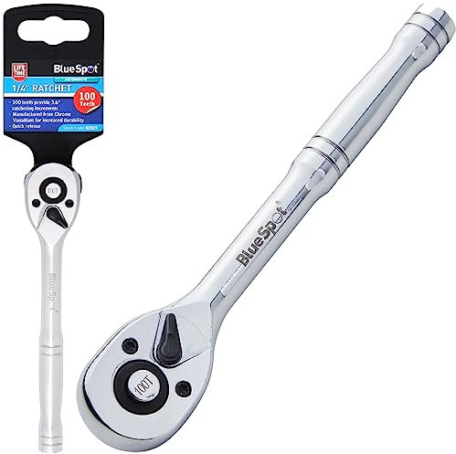 100 Teeth BlueSpot Professional 1/4 Ratchet Socket Wrench Mechanic Garage Reversible Workshop Repairs Vehicle Motor DIY Hand Tools UK Free P&P