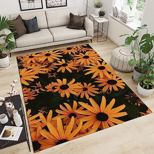 Teppich 3D 50 X 80 cm Fußmatte Türmatteteppiche Pflanzen Sie Gelbe Pastorale Chrysanthemen Teppich rutschfeste Innentür Küche Wohnzimmer Schlafzimmer Kinderzimmer