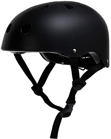 Casco de Bicicleta para Adultos Casco de Ciclismo Ajustable para Patinaje de Patinaje Protección de Patinador Negro