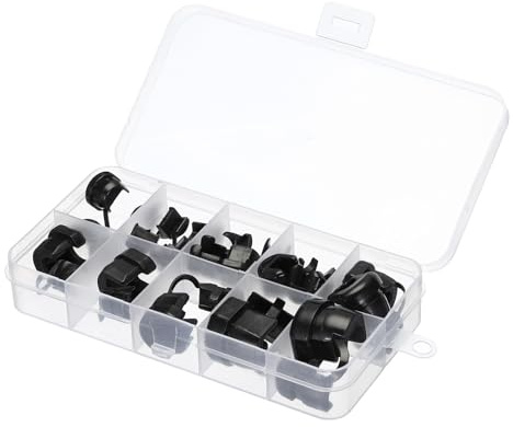 sourcing map 15pcs Strain Relief Cord Connector Assortment Cable Bushing Boot Sleeve for Electric Cable Cord Insulation Protection, Black