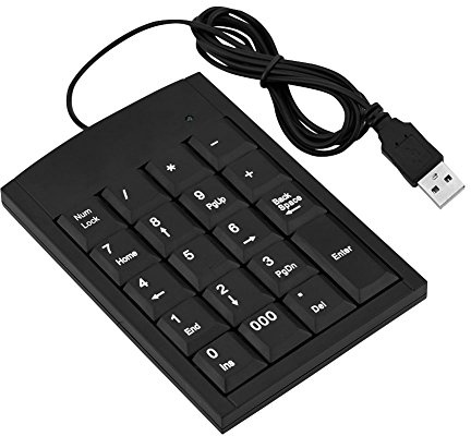 BSTCAR Teclado Numérico con Cable, Mini Teclado Numérico USB Recargable Portátil para Computadora Portátil y PC de Escritorio
