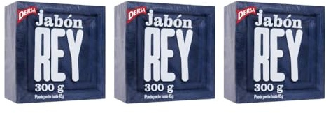 Jabón Rey (3 unidades de 300 gramos) Indicado para lavandería, eliminación de manchas, ollas y sartenes, cuidado del cabello, cuidado de la piel y mascotas. Muy conocido en el mundo latino.