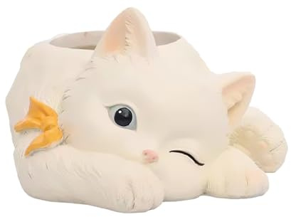 MINGZHE Macetas de Cerámica con Forma de Gato para Plantas Suculentas, Macetas de Cerámica para Plantas Suculentas, Macetas, Maceteros para Plantas Suculentas, Flores, Decoración del Hogar,(Dormir)