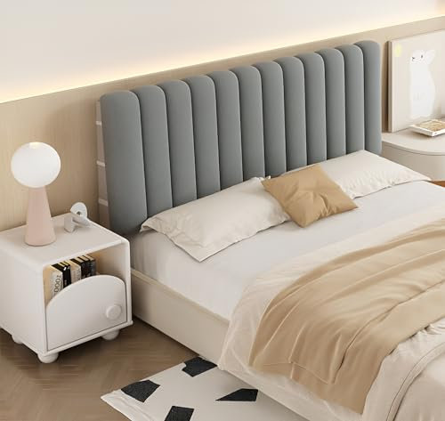 Bett Kopfteil Wandkissen Gepolstert Samt, Wandpolster Bett Wandschutz 140cm 160cm 180cm, Headboard Wandpaneele Gepolstert für Schlafzimmer Kinderzimmer Bettrückwand, Lesekissen für Bett ( Color : Gray