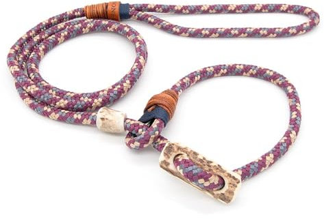 Retriever-Leine/Moxonleine Elegant-Style | handgefertigte Hundeleine aus Tau mit Halsbandfunktion & Horn-Stopper | 10mm – kraftvoll, stilvoll & komfortabel | Training, Alltag & Spaziergang