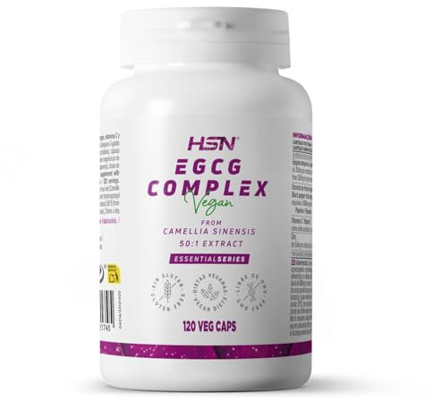 HSN EGCG Complex - de extracto 50:1 Té Verde - 95% EGCG (Epigalocatequina-3-galato) | 120 Cápsulas Vegetales | Fuente natural de antioxidantes | Con BioPerine® | No-GMO, Vegano, Sin Gluten