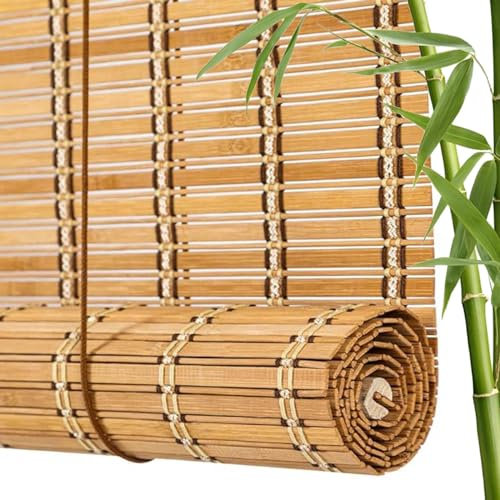 Bambusrollo Für Fenster 50cm 60cm 70cm 80cm 90cm 100cm 120cm Breit Rollo Bambus,Sonnenschutz Rollläden,60% Lichtfilternde Vorhänge,Dekorative Raffrollos,Jalousien Mit Heber,W×H-130×200cm(51 * 79in)