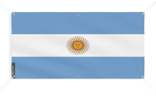Pixelforma - Bandera argentina con 6 ojales en varios tamaños, 6 ojales, 60 x 120 cm
