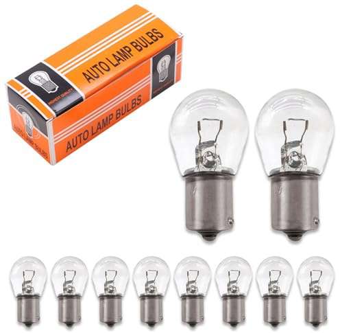 Nomocale 10 PCS Car 1141 Halogen Turn Signal Bulb, BA15S 12V 21W Stable Filament Super Bright Bulb Replacement, Single Contact Plug and Play without Decoding Bulb, Universal for Cars (Transparent)