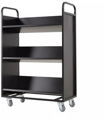 ZXFIYTBH Carrello Portatile Carrello Silenzioso a pianale Nero for Ufficio, Biblioteca, archivio, Scatola for la restituzione Mobile Carrello della Spesa