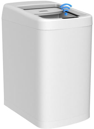 ELLO&ALLO Poubelle de cuisine rectangulaire de 50 litres avec couvercle enroulable, automatique sans contact avec détecteur de mouvement, blanc