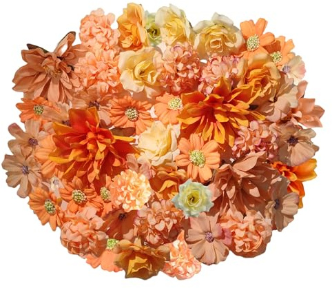 HhBdy Künstliche Blumen, 40 Stück, Mini-Kunstblumen Gänseblümchen (Gelb) | Rosenköpfe, Künstliche Pfingstrose, Künstliche Rose und Gänseblümchen, Falscher Blumenkopf