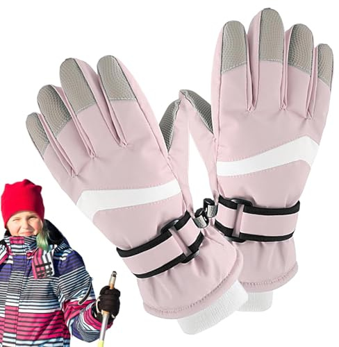 Warm Waterproof Gloves - Kids Ski Gloves | Thermal Snowboard Gloves | Adjustable Warm Gloves | Cold Weather Snow Gloves | Running & Hiking Sports Gloves