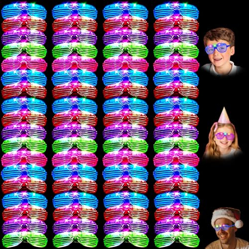 Zaaaslsm 80 Stück LED-Brillen, leuchtende Brillen, leuchtet im Dunkeln, Partyzubehör, geeignet für Kinder/Erwachsene, Rave-Neon-Party, für Geburtstag, Karneval, Silvester, Party-Dekoration