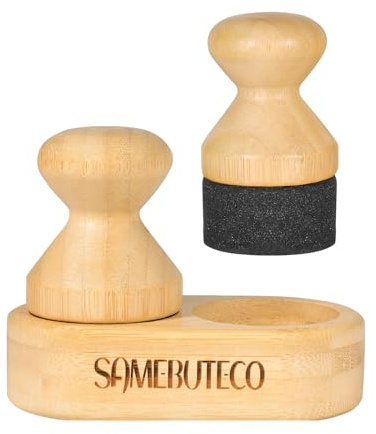 SAMEBUTECO Cutting Board Oil Wax Applicator for Food Grade Mineral Oil Board Natural Bamboo Applicator 2 Packs & 1 x Bamboo Holder Set for Wooden Cutting Boards，Spatula，Spoons and Kitchen Utensils
