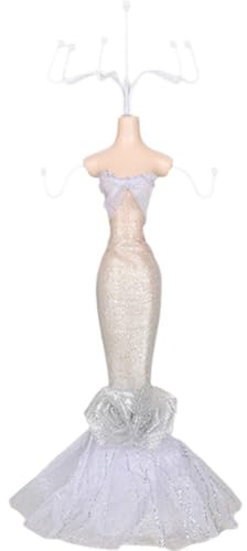 Vobumix Mannequin Smycken Tower Örhängen Display Holder Metall Halsband Organisatör Smyckesförvaring för Örhängen, Armband, Ringar