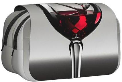 YQxwJL Estuche organizador con estampado de copas de vino, gran capacidad, portátil, con cremallera, para oficina y hogar, Negro, One Size, Morden