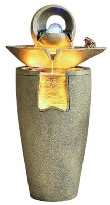 Fuente de pie Fuente de agua circulante vintage con adornos fluidos, de piso a techo, for la entrada de la sala de estar, ideal for atraer riqueza, regalos de inauguración de la casa. Fuente independi