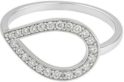 Stfery Tropfen Diamantring Platin, Trauringe für Damen Echtgold Schmuck Gr.56 (17.8)