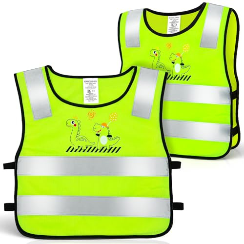 Kids High Vis Vest 2 PCS, Lightweight, with Reflective Strips, for ages 4–9