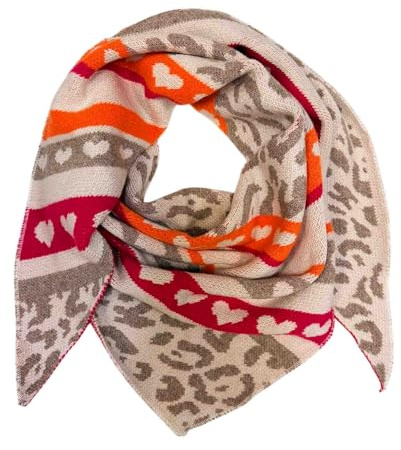 Jeamis XXL Dreieck Strickschal Leopard Warmer Winter Schal Fashion Tuch Dreieckschal Schlauchschal Stola Herbst Frühling Wolle Tuch Leo Italy