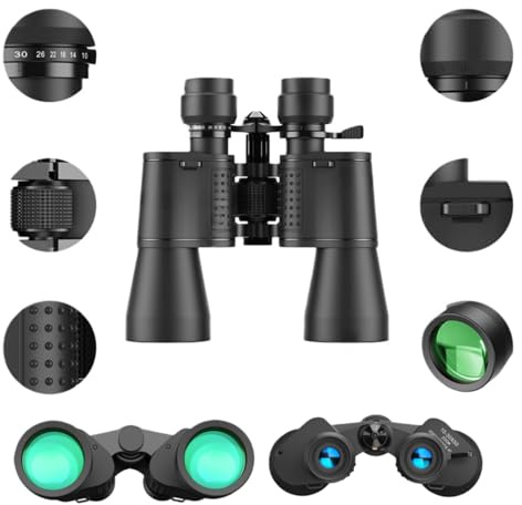 VISOPRO Outdoor Fernglas 10-30X50 Hochleistungsteleskop mit Nachtsichtfunktion, BAK7-Prisma