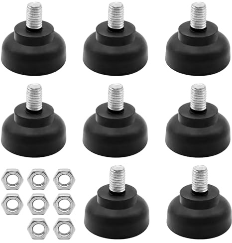 8 Piezas Patas Regulables m8, Patas para Mueble con 8 Piezas Tuercas, Patas Regulables para Muebles, Base de Goma, Antideslizante y Amortiguador, Aptas para Muebles y Equipos, Negro, M8 x 35mm