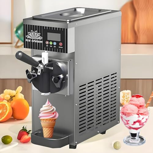 Macchina per gelato per la casa, macchina per gelato soft 4-5 kg/h, macchina per gelato monogusto con preraffreddamento, macchina per gelato soft con serbatoio da 2,5 l per feste di compleanno Grey