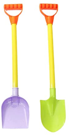 Bemonew Plastic Sand Shovel Beach Long Handle Spade Snow Gardening Tools for Children 2PCS Random Color