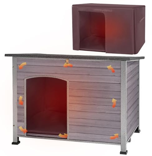 Hundehaus Outdoor, Indoor isoliert Katze Haus wetterfest Hundehütte für kleine mittlere Hund (Grey- Insulated)