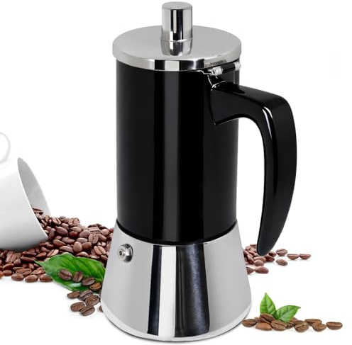 Supvision 4 Cup Thickened Moka Pot 304 Stainless Steel 200ml | Italian Espresso Coffee Maker Stovetop CoffeeMakers Mocha Pot for Induction Stove Classic Cafe Makers Portable